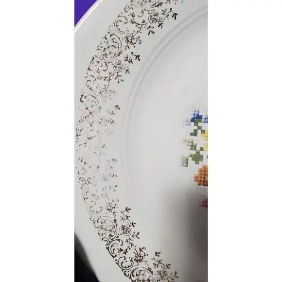 Salem China Company RAREVtg SERVING PLATTER Winner, SD Stamped Embroider Floral - Picture 6 of 9